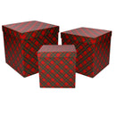 Set 3 Scatole in cartone design scozzese quadrate