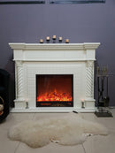 Camino Elettrico da Pavimento 116x150x33 cm Effetto Fiamma 1500W Frankfurt Bianco