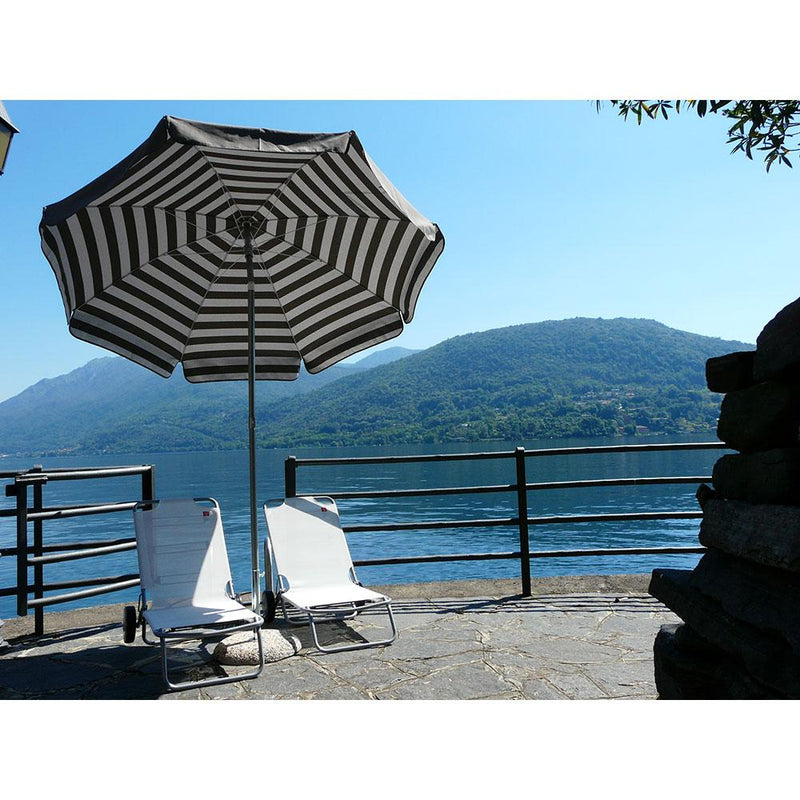 Ombrellone da Giardino Ø2 m Palo Ø33 mm in Acciaio Maffei Venezia Duplex Tortora/Bianco e Tortora