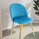 Set 4 Sedie 50x45x80 cm in Tessuto Vellutato Piedi Oro Blu