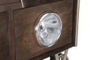 Tavolo da Caffé Old Style con Vetro 83x80x52,5 cm Legno di Abete e MDF e in Ferro Marrone