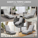 Poltrona Chaise Longue Reclinabile con Schienale Alto 160,5x60,5x93 cm in Tessuto Effetto Lino Grigio Chiaro 