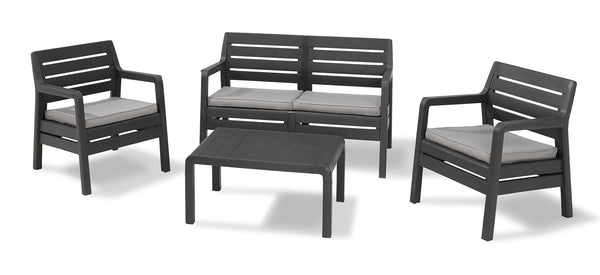 prezzo Salon de Jardin Canapé 2 Fauteuils et Table Basse en Résine Keter Delano Lounge Anthracite