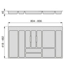 Portaposate per Cassetti da Cucina 90 cm in Plastica Emuca Grigio