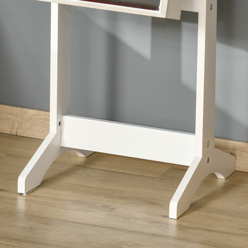 Specchio con Armadietto Portagioielli da Terra 46x36,5x151,5 cm con Serratura e Organizer in MDF Bianco  
