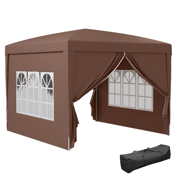 online Gazebo da Giardino 3x3 m Pieghevole con 4 Pannelli Laterali in Acciaio e Tessuto Oxford Caffè