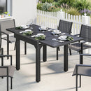 Tavolo da Giardino Allungabile 80-160x80x75 cm con Piano a Doghe in Alluminio e Acciaio Nero      