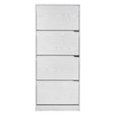 Scarpiera 4 Ante a Ribalta Doppio Ripiano 63x150x24 cm in legno rovere sbiancato