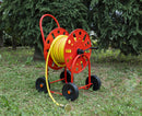 Carrello Avvolgitubo Manuale con Ruote 80 mt Tubo Ø3/4” in Acciaio Verniciato Rosso Agrati