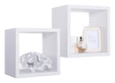 Set 2 Mensole Cubo da Parete Quadrato in Fibra di Legno Q-Bis Maxi Bianco