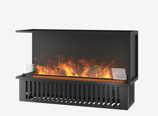 prezzo Camino a Vapore Elettrico Bifacciale Angolare a Sinistra 120x50x40 cm Invapo Corner L1200 con Ricarica Automatica Nero