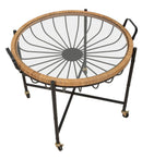 Tavolino Basso 70,5x65x57 cm con Ruote in Metallo Piano in Vetro