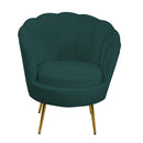 Poltrona Imbottita 73x72xh49/77 cm in Tessuto Velluto Tulipan Blu Petrolio