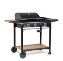 Barbecue a Gas 3 Bruciatori 133x57x98h cm Accensione Piezoelettrica in Acciaio Loni Nero