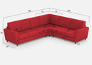 Divano Angolare 6 Posti 288x248x85 cm Yasel in Tessuto Rosso