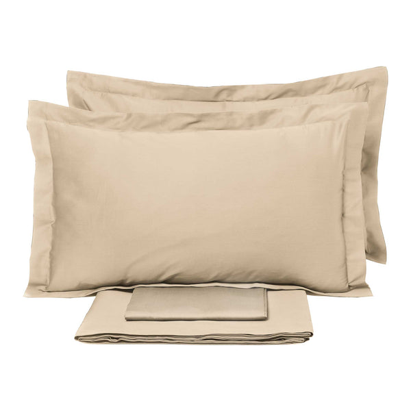 acquista Ensemble de draps doubles dessus et dessous et taies d'oreiller unies Garrini Clarice Beige