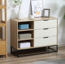 Credenza Base Rialzata 3 Cassetti 3 Ripiani 100x40x79,5 cm in MDF Truciolato e Acciaio