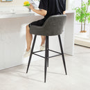 Set 2 Sgabelli da Bar con Schienale in Finta Pelle PU Grigio  
