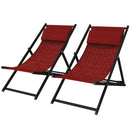 Set 2 Sedie Sdraio Pieghevoli in Alluminio 100x60x85 cm  Rex Rosso