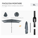 Ombrellone Rettangolare 2x3 m Pieghevole e Regolabile in Alluminio e Poliestere Grigio Scuro   