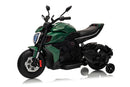 Moto Elettrica per Bambini Licenza Ufficiale Ducati Diavel 12V con Rotelle di Supporto Verde