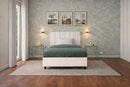 Letto 1 Piazza e Mezza Contenitore Imbottito Similpelle Bianco Boxmax Testata Vertical Varie Misure