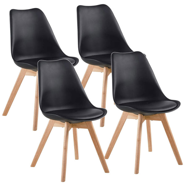 Lot de 4 chaises 53,5x48,5x83 cm en polypropylène et simili cuir Candice Noir sconto