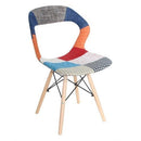 Set 4 Sedie 78x46x46 cm in Tessuto Patchwork da Interno Rosso e Arancione