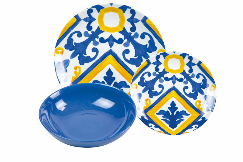 Servizio Piatti 18 Pezzi in Porcellana e Gres 6 Posti Tavola Diversi Villa d'Este Home Tivoli Naxos