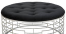 Puff Ice Ø91,5x47 cm in Ferro e MDF e Spugna e Poliestere Argento e Nero