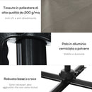 Ombrellone da Giardino 2.5x2.5 m con Rotazione 360° e Parasole Regolabile a Manovella Grigio Chiaro  