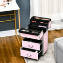 Trolley per Estetista Make Up Trucchi Professionale Rinforzato con Blocco a 2 Chiavi 36x23x58 cm Rosa  