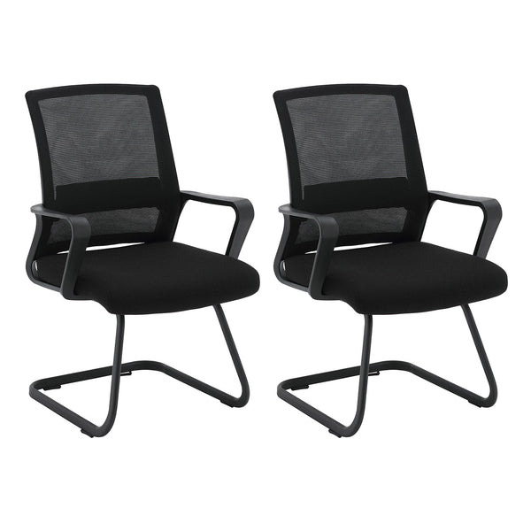 sconto Set 2 Sedie Visitatori da Ufficio 59x48x91h cm per Riunioni Conferenza e Sala d'attesa Nera