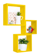 Set 3 Mensole da Parete Cubo in Fibra di Legno Incubo Giallo Canarino