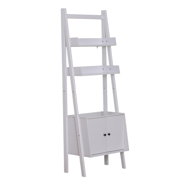 acquista Bibliothèque échelle avec étagères en bois blanc 65x40x180 cm