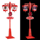 Lampione Natale con Luce LED Scena Natalizia Neve Motorizzata Musica 188 cm Rosso