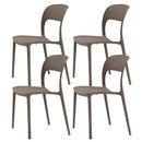 Set 4 Sedie Impilabili 85x45x56 cm in Polipropilene e Fibra di Vetro Kate Tortora