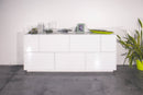 Credenza 7 Ante 200x41,4x86 cm Bloom Bianco Lucido
