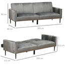 Divano 3 Posti 203x84x83 cm in Velluto Grigio Scuro