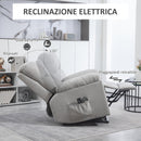 Poltrona Alzapersona Reclinabile a 135° con 8 Punti Massaggianti e Poggiapiedi 89x99x103 cm Grigio Chiaro  