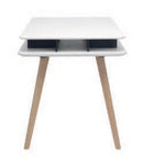 Tavolo Rettangolare con Vano Porta Oggetti 120x70x75 cm in MDF e Legno Bianco/Faggio