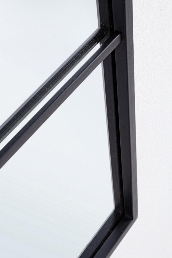Specchio con Cornice Window Nucleos Nero in Metallo