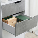 Mobile 3 Cassetti e 2 Ripiani 50x39x169,5 cm in Truciolato e Legno di Pino Grigio Bianco