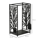 Portalegna Legnaia 46x29x70 cm in Acciaio con Attrezzi  Nero