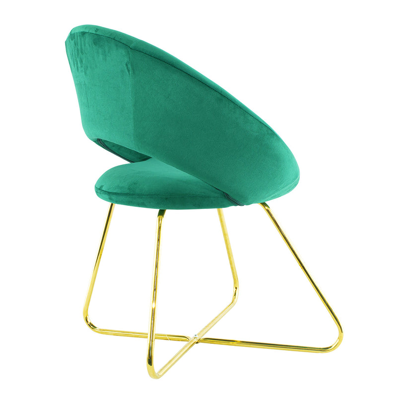 Poltroncina Vintage 66x65x68 cm in Tessuto Effetto Velluto Verde