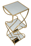 Porta Telefono Twisty Square 30x30x80 cm in Ferro e Specchio e MDF Oro