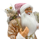 Babbo Natale Abito Rosa Glitter H90 cm con Mini Lucciole e Suoni