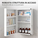 Armadietto Porta Medicinali da Parete 40x18x60 cm con 2 Chiavi e 6 Scomparti in Acciaio Laminato Bianco      