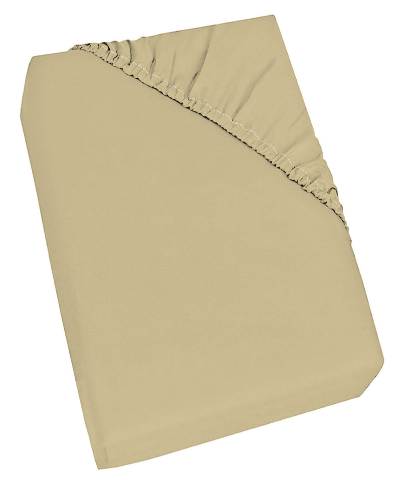 Lenzuolo Sotto con Angoli ed Elastico Tinta Unita Panna Varie Misure