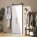 Porta Scorrevole a Libro 90x210 cm con Superficie Verniciabile in MDF e Carbonio Bianco  